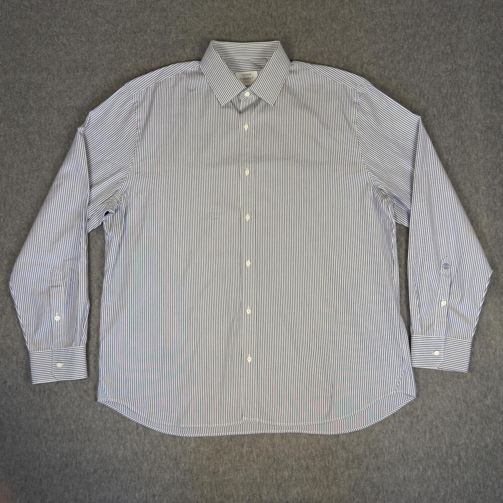 Figaret Shirt Mens 17 34/35 Blue Stripe Coupe Classic Dress Long Sleeve Italy